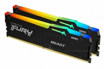16 GB (2x8GB) DDR5-5200 Kingston FURY Beast Black RGB CL36, AMD EXPO - Svart